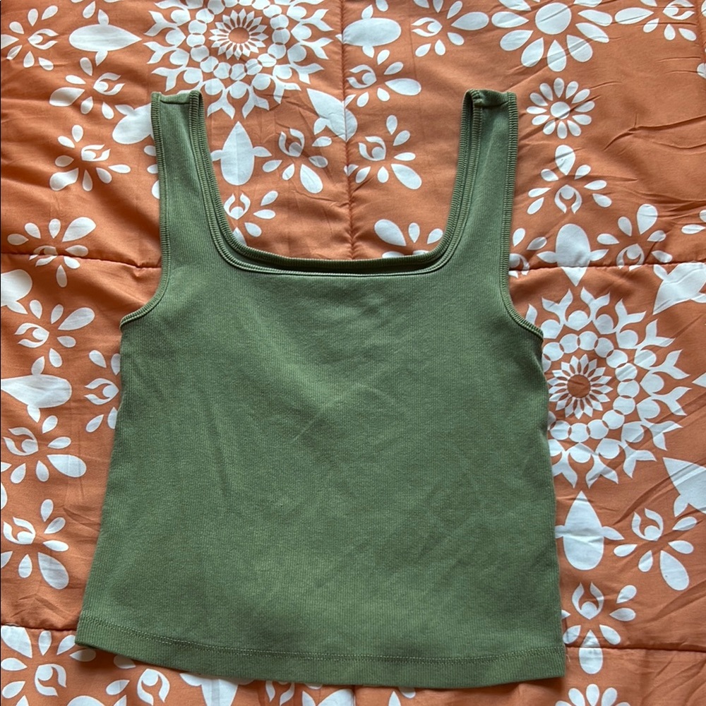 Olive Green Women's Square Neck Top